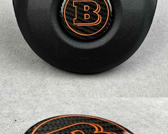 Carbon Fiber Steering Wheel Airbag Brabus Logo In Orange Color For Mercedes Benz
