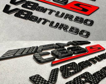 Badges AMG C63S V8 Biturbo 2026 Zwart en Carbon C Klasse