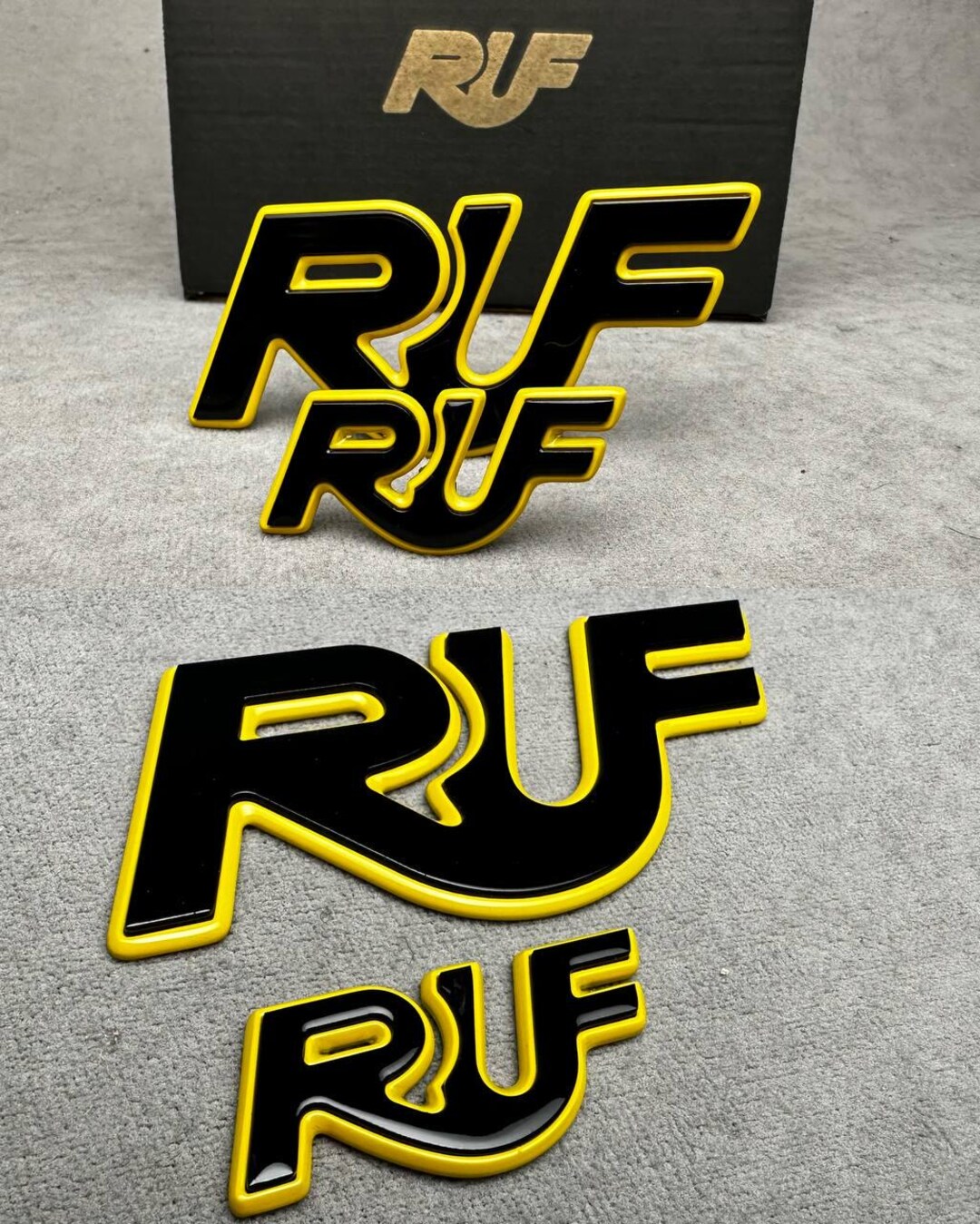 Ruf Emblems Porsche Style Yellow and Black Logo Metal Badges Set for ...