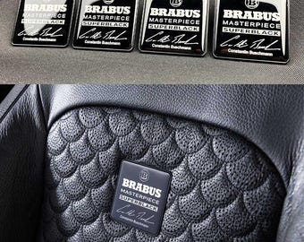 Ensemble de logos insigne emblème de sièges métalliques super noirs Brabus Masterpiece