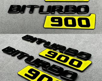Brabus Biturbo 900 Spatbord Embleem Geel Metaal voor Mercedes G-Klasse W464/W463A/W463