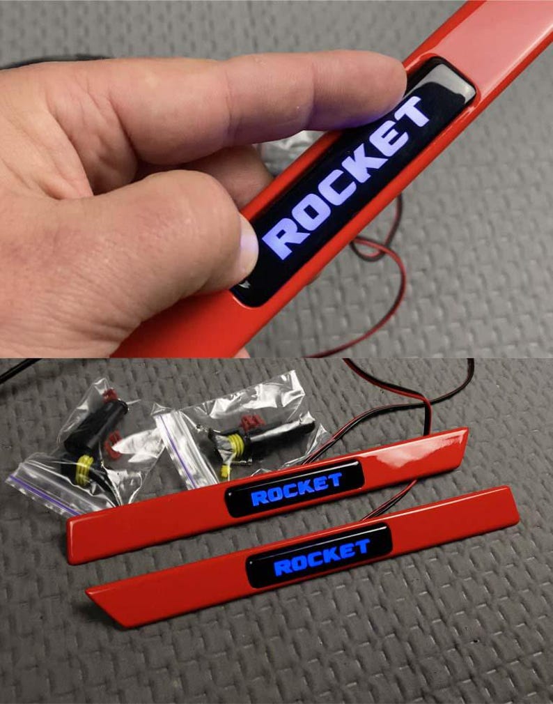 Red Fender Inserts Brabus Rocket Logo With Blue Led for Mercedes G ...