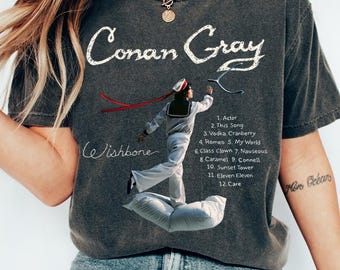 Conan Gray Wishbone T-Shirt, Wishbone Tracklist Comfort Farben T-Shirt, Conan Gray Songtexte Shirt, minimalistisches Musikfan Geschenk