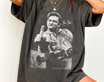 Vintage Johnny Cash T-shirt, Comfort Colors Johnny Cash långfingert-shirt, present till kvinnor och män, unisextröja