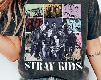 Vintage Stray Kids World Tour Shirt, SKZ  Collage Graphic T-Shirt , Comfort Colors Stray Kids Member Group Tee