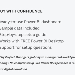 Power BI dashboard template package including PBIX file, sample Excel data, quick start guide, and editable report pages