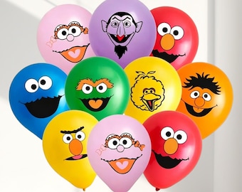 Sesamstraatballonnen, Elmo Koekjesmonsterfeestballonnen, Verjaardagsballonset kinderen, Ballonnen stripfiguur, Decor Verjaardagsfeestje