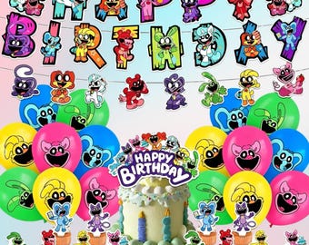 Lachende beestjes verjaardagsfeestje decorset - kinderverjaardagsbanner, cupcaketoppers, ballonnen | Feestartikelen met speeltijdthema