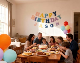 Aangepaste naam banner gelukkige verjaardag - gepersonaliseerd feestdecor voor onvergetelijke feesten / handgemaakte banner