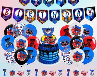 Horrorgamethema Verjaardagsfeestje Benodigdheden/Kinderverjaardag/Banner, Ballonnen, Taarttopper, Cupcake toppers/Huggy Wuggy Themafeest