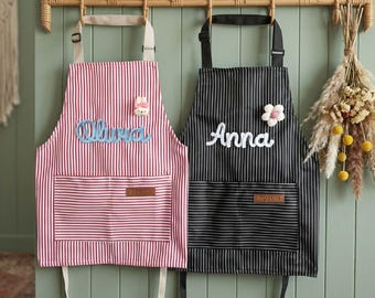 Familjematchande förkläden, anpassat förklädeset, bakförkläden för syskon, pappa och jag, present till mormor, personligt förkläde för barn och vuxna, med grovt garn
