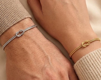Bracciale con nodo d'amore per San Valentino per coppie, regalo coordinato per lei e lui, gioielli coordinati simbolici, regalo romantico