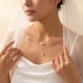 Camellia Pearl Flower Butterfly Necklace with Zirconia Wedding Jewelry Romantic Gift for Her Bridesmaid Valentine's Day Jewelry
