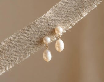 Freshwater Pearl Drop Earrings for Women Elegant Bridal Wedding Jewelry Gift for Bridesmaids Party Anniversary Daily Wear