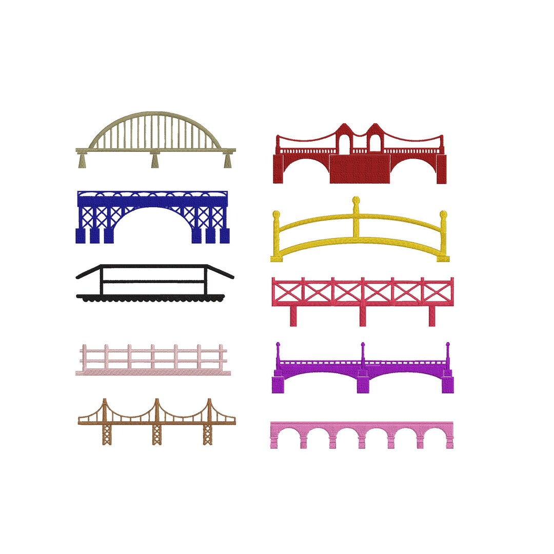 Arch Bridge Embroidery Design Bundle, Bridge Machine Embroidery File ...