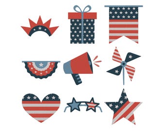 4. Juli Maschinenstickmotive, USA Flagge Dekor digitaler Download