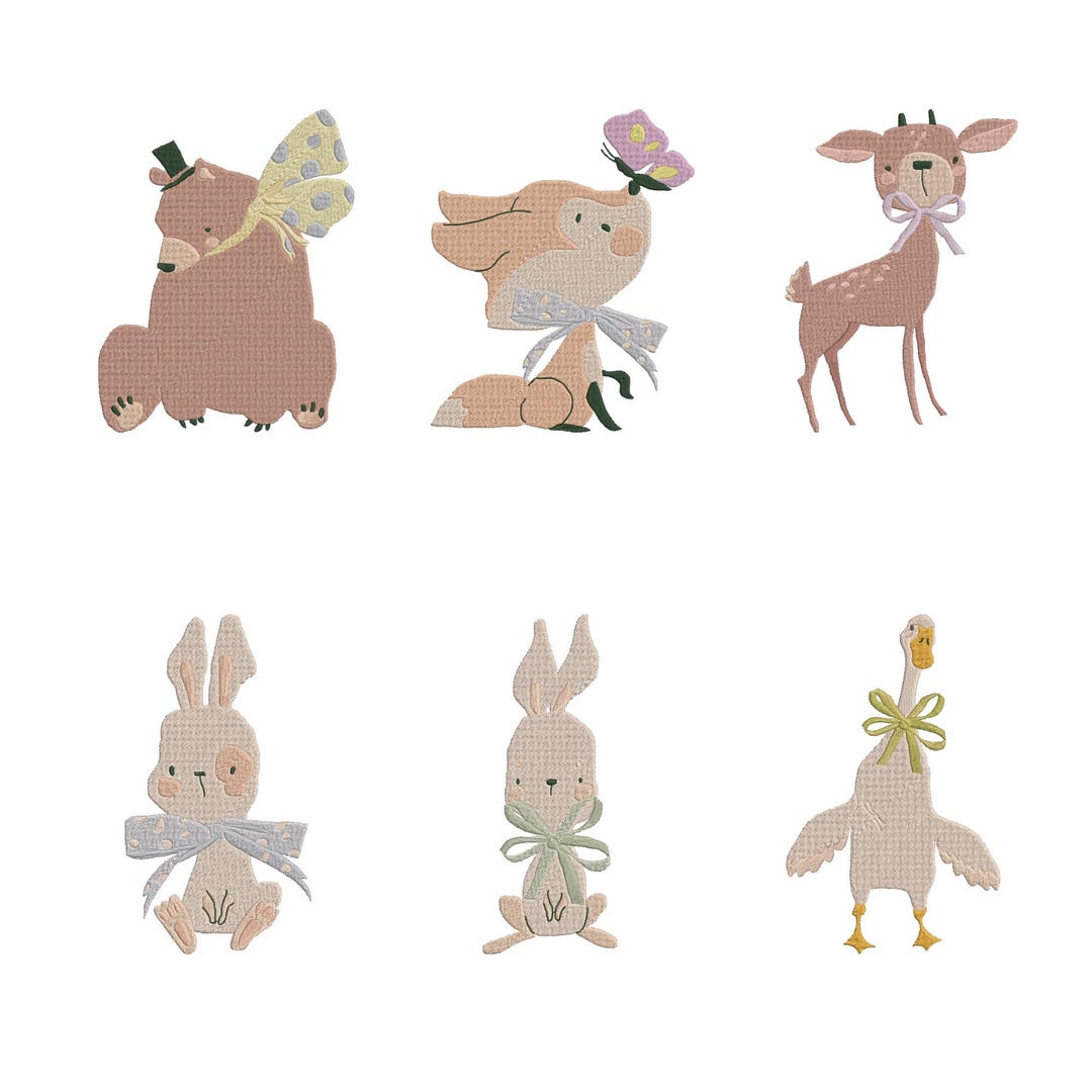 Woodland Animal Embroidery Design, Bunny Deer Bear Goose Machine ...
