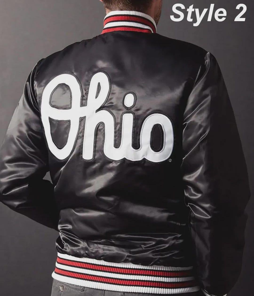 Script Bomber Jacket Ohio Satin Varsity Jacket | Retro Script Bomber Jacket - Etsy