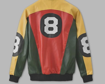 David Puddy 8 Ball Real Leather Jacket: 90s Retro Bomber - Etsy