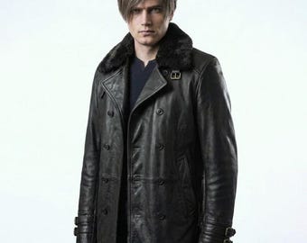 Leon S Kennedy RE9 Jacket, Leon Requiem Black Leather Resident Evil Inspired Cosplay Costume