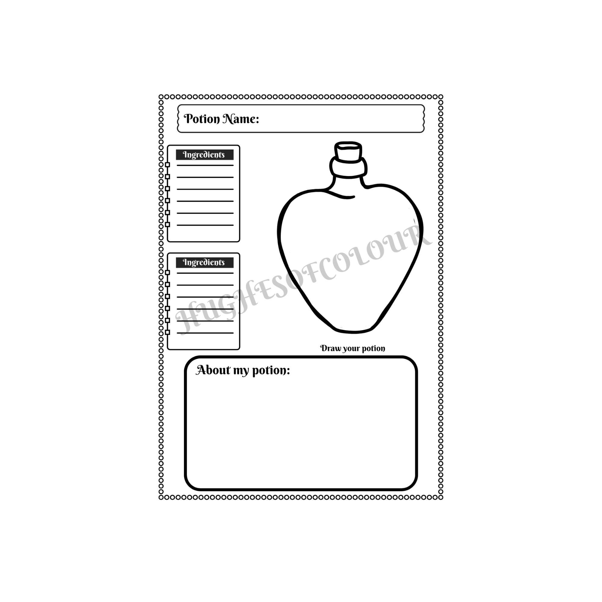 My Potion Pages - Kids Printable Activity Sheets / Magical Potions ...