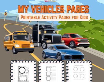My Vehicle Pages – Printable Activity Pack for Kids (6 Pages)
