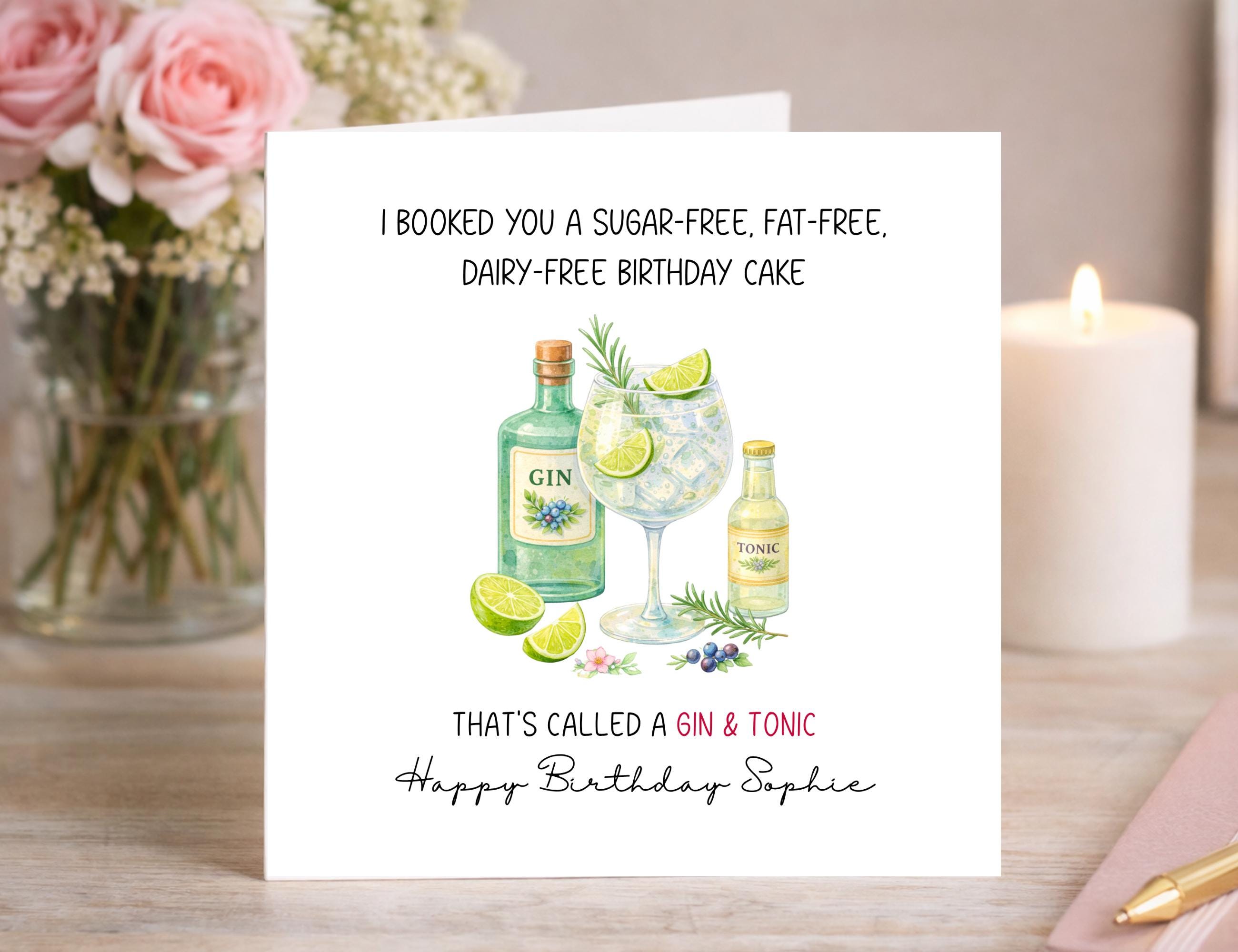 Grappige Gin-thema Verjaardagskaart Voor Dames - Humoristische Kaart Met Alcohol-vibe - Voor Haar, Vriendin, Vrouw, Moeder - Inclusief Envelop - Gemaakt In VK - 100% Recyclebaar