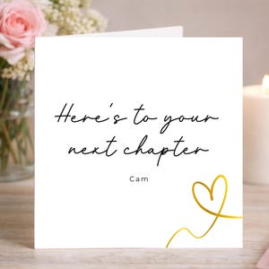 nächstes Kapitel Karte, neue Anfänge, viel Glück, neuer Job, Kollege auf Wiedersehen