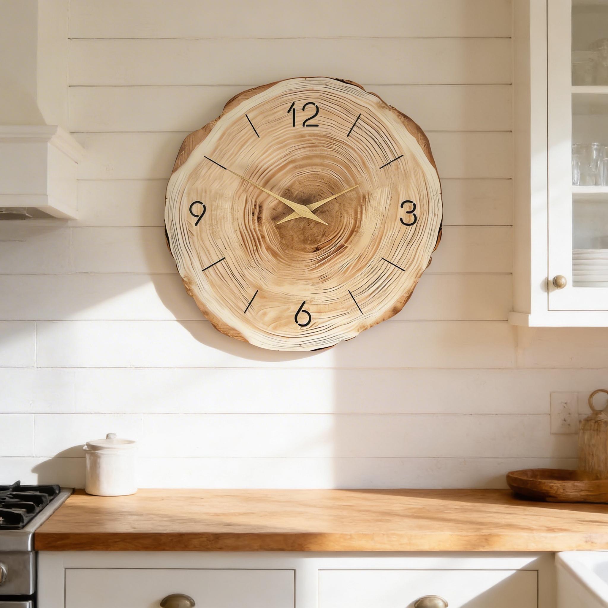 Tree Ring Inspired Wall Clock, Rustic Woodland Style Silent Decor - Etsy