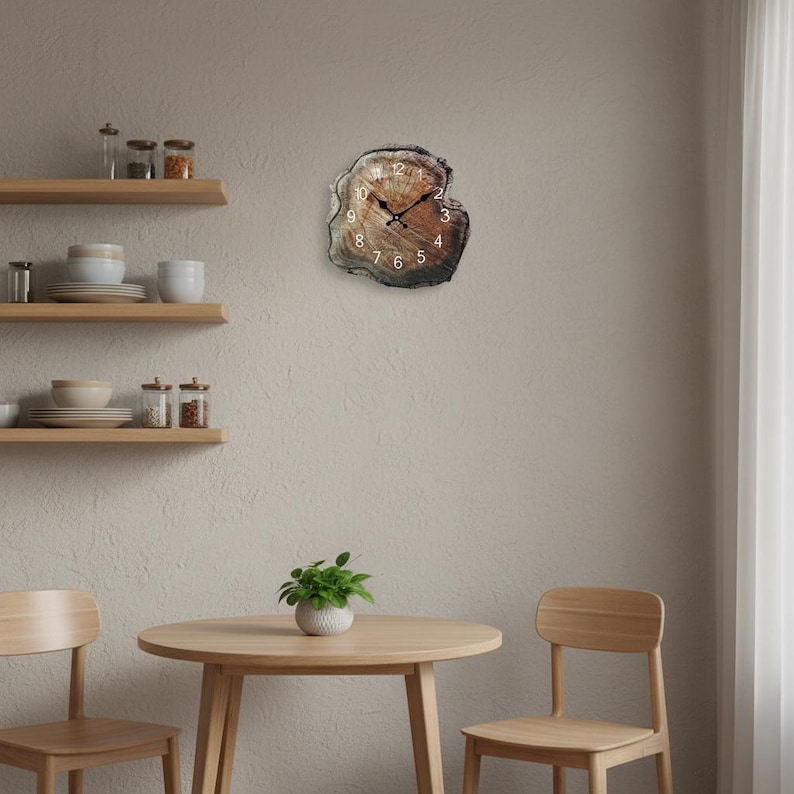 Rustic Tree Ring Wooden Wall Clock, 12 Inch Wood Slice Style Home Decor ...