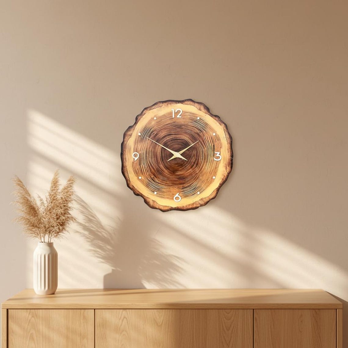 Rustic Wood Slice Wall Clock, Silent Natural Wooden Wall Decor - Etsy