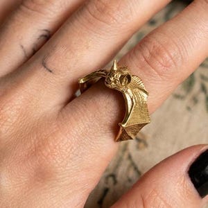 Anillo ajustable de murciélago gótico, joyería llamativa de murciélago vampiro, joyería gótica unisex, regalo de Halloween para hombre con murciélago oscuro