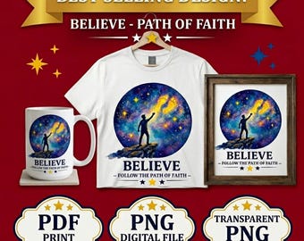 Believe Wall Art, Spiritual Galaxy Path of Faith Poster (Digital Download)