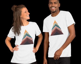 Unisex Abstract Geometric T-Shirt | Modern Color Block Chevron Tee | Minimalist Contemporary Graphic Shirt