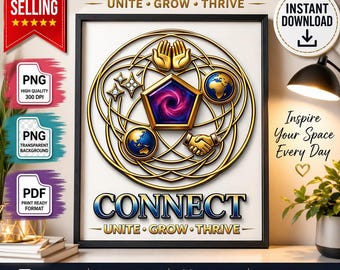 Spiritual Connection Wall Art, Sacred Geometry Unity Symbol (Digital Download)