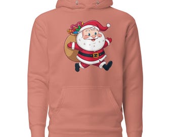 Santa Hoodie, Unisex Christmas Pullover, Holiday Graphic Sweatshirt, Gift for Christmas Lovers