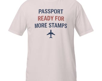 旅行好きのためのTシャツ、パスポート準備完了グラフィックTシャツ、旅好きのためのシャツ、旅行者へのギフト、休暇の服、おしゃれな飛行機柄トップス、夏の服装