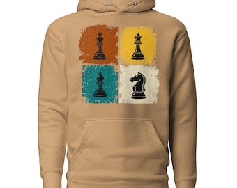 Chess Masters Unisex Hoodie Vintage Board Game Sweatshirt Retro Graphic Hoodie Gamer Gift Intellectual Streetwear Pullover Strategy Apparel
