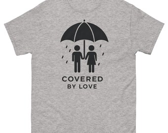Minimalist Couple Illustration T Shirt Romantic Anniversary Gift Covered By Love Tee Matching Relationship Clothing Aesthetic Graphic Top