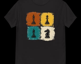 Chess Pieces Unisex T-Shirt | Vintage Chess Art Tee | Strategy Game Graphic Shirt | Chess Lover Gift