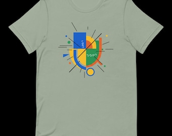 Abstract Geometric Art T Shirt Modern Color Block Graphic Tee Minimal Artistic Streetwear Unisex Shirt Aesthetic Retro Abstract Artwork
