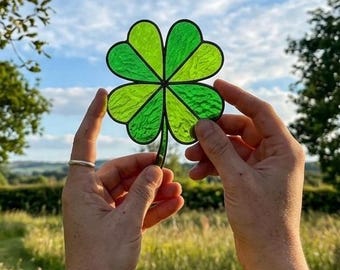 Lucky Clover Stained Glass Pattern Shamrock Suncatcher DIY St Patrick Decor PDF SVG