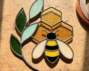 Bee Honeycomb Stained Glass Suncatcher Pattern | Beginner DIY Glass Template (Digital Download)