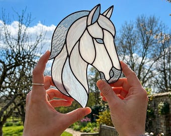 Horse Head Stained Glass Pattern, Elegant Equine Suncatcher DIY Template