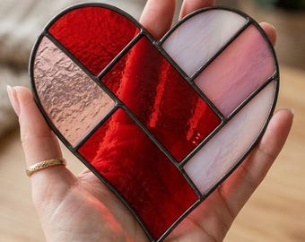 Heart Stained Glass Pattern DIY Suncatcher Love Heart Window Decor Beginner PDF SVG