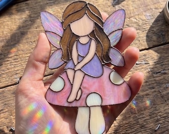 Fairy Mushroom Stained Glass Pattern | Beginner Suncatcher Template (PDF Download)