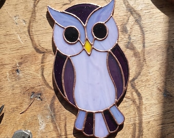 Beginner Owl Stained Glass Pattern, Suncatcher Template, Modern Glass Art (PDF SVG)