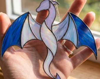 Dragon Stained Glass Pattern | Fantasy Suncatcher Template (PDF, SVG)