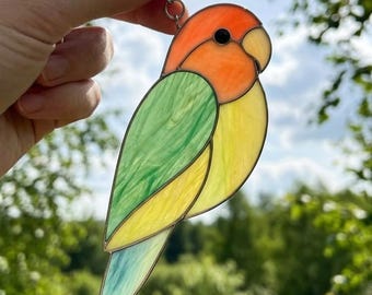 Lovebird Stained Glass Suncatcher Pattern, Tropical Bird Window Hanging, Beginner Friendly Design (PDF Pattern)