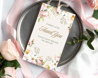 Editable Baby Shower Favor Tag Template, Floral Thank You Tag 2x3.5, Printable Baby Shower Tags, Canva Template 001